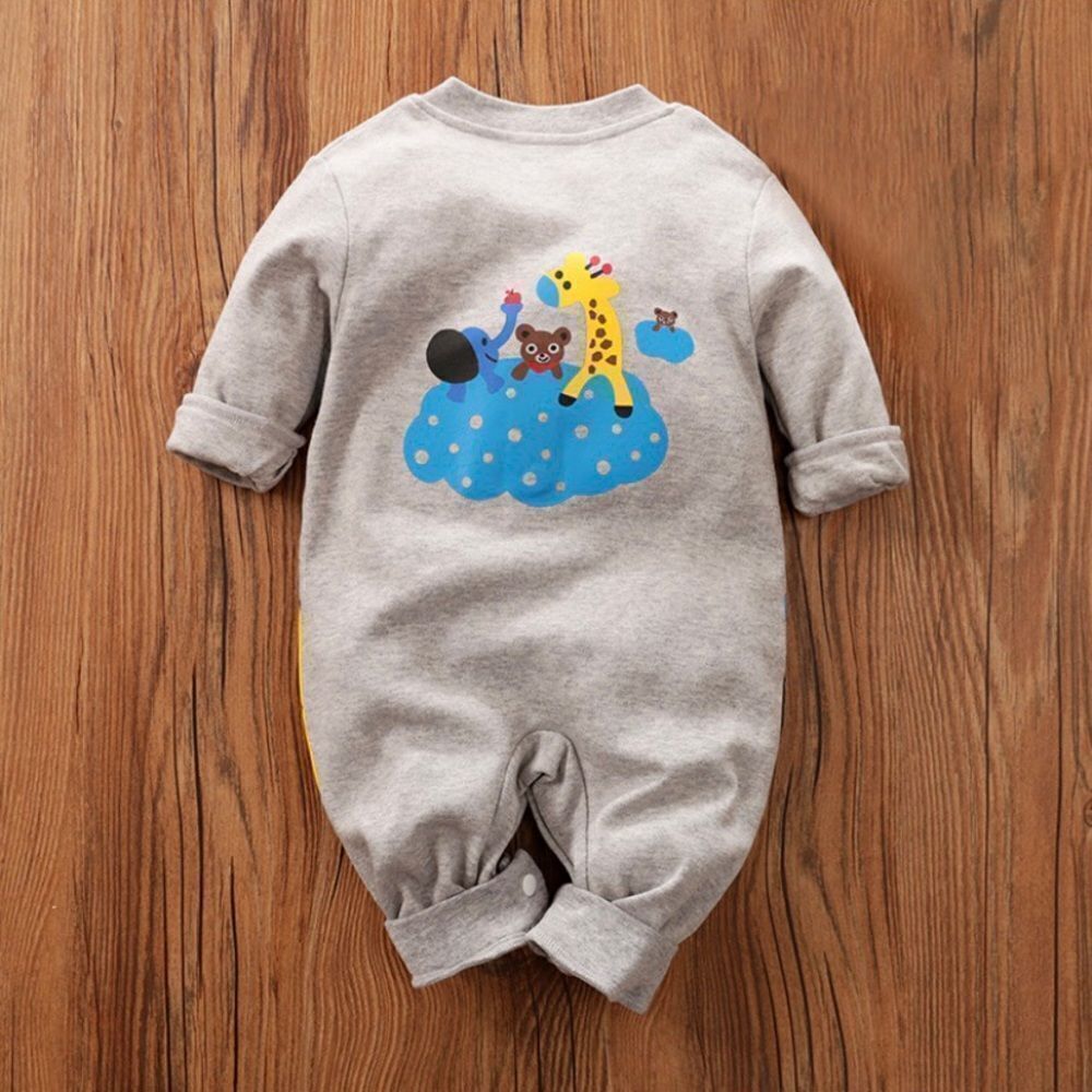 NEW Size 3-6 months, boys one piece giraffe jumpsuit, gray, Baby shower gift - Picture 2 of 5